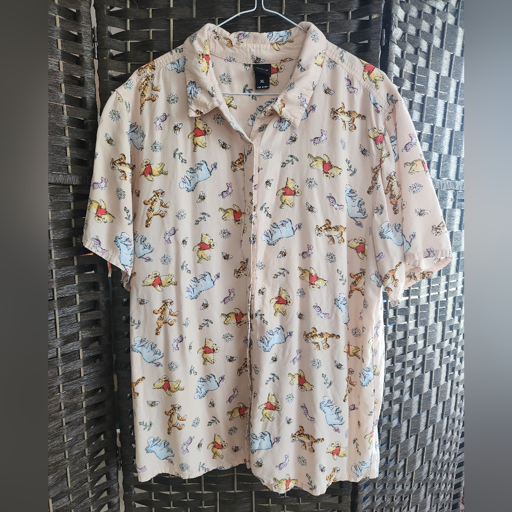 Winne The Pooh Disney Button Up Shirt Women Cute
